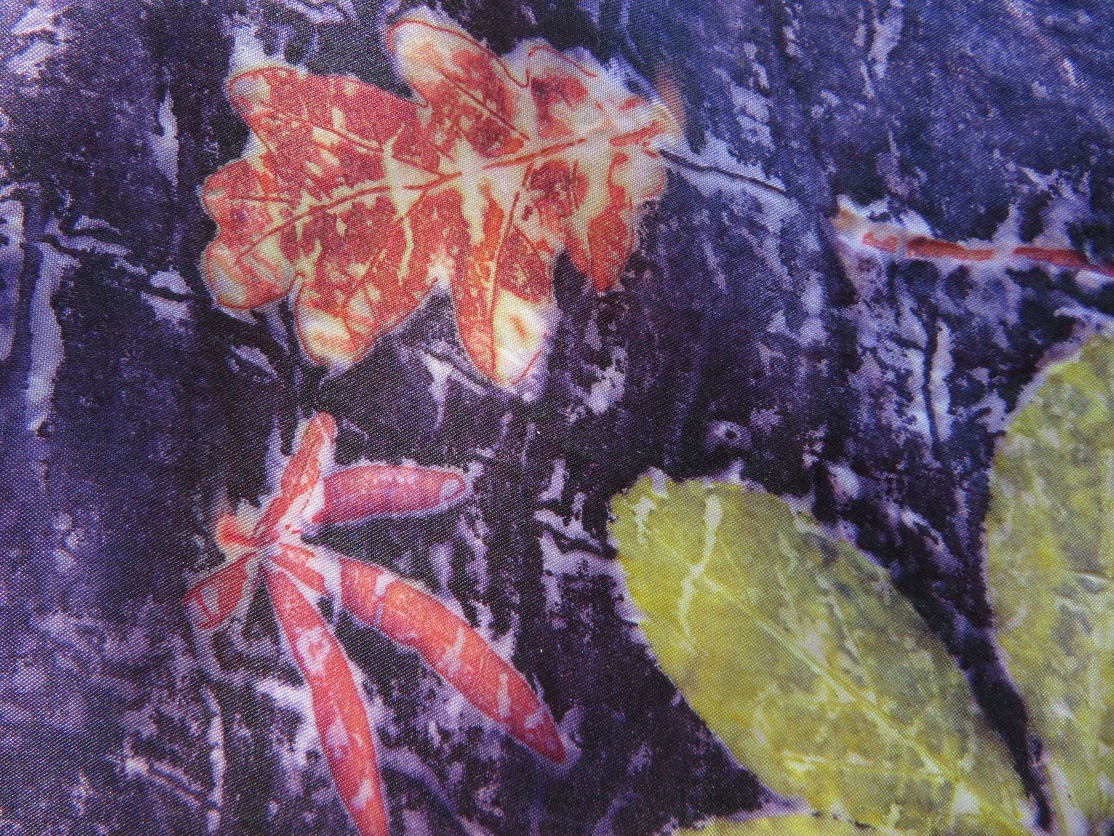 Purple silk with leaves The Print Mine