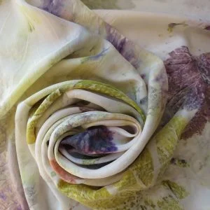 Multicoloured Eco Printed Scarf featuring Horse Chestnut leaves