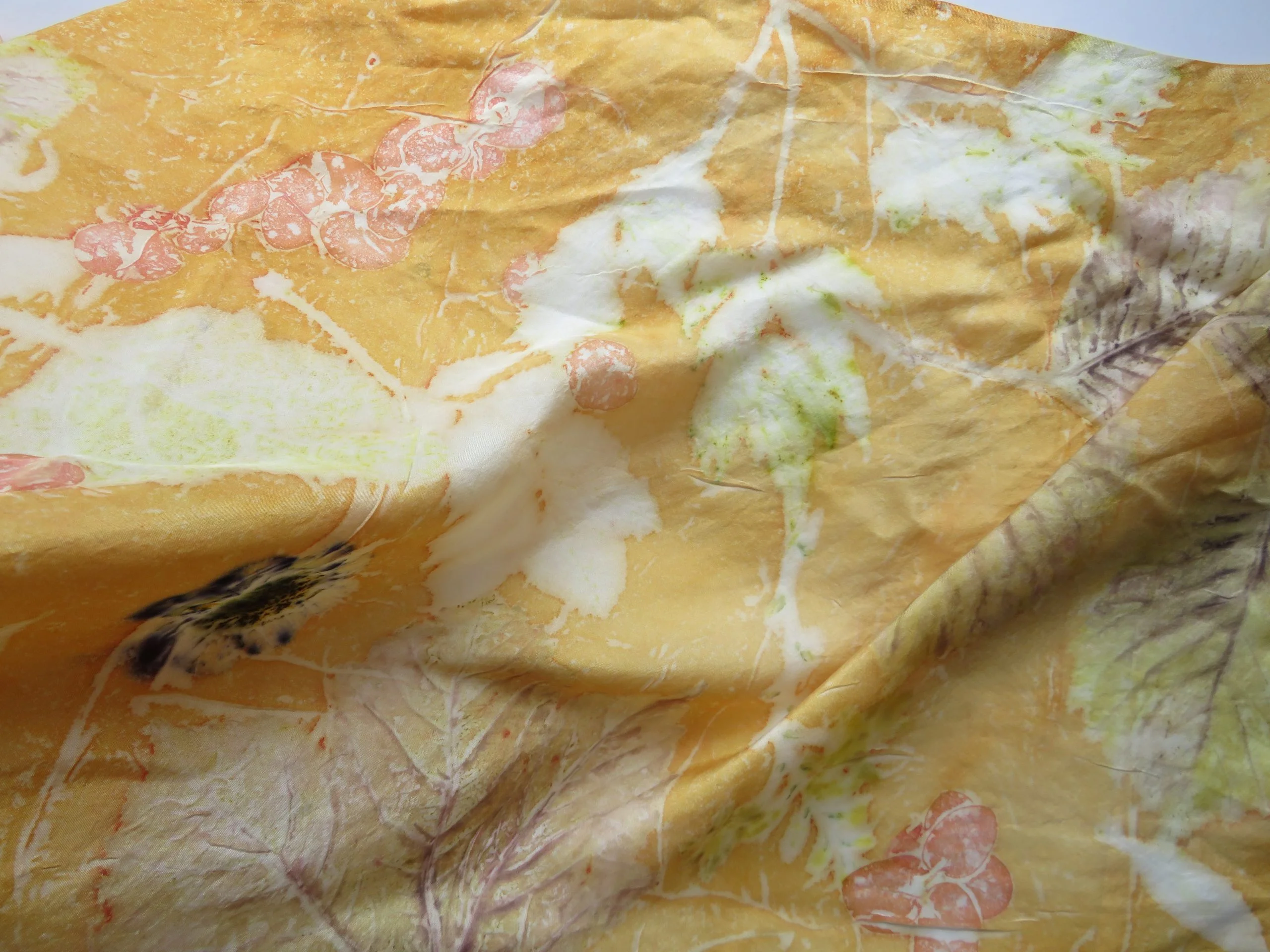 Multicoloured Eco Printed Scarf with Orange - Image 5