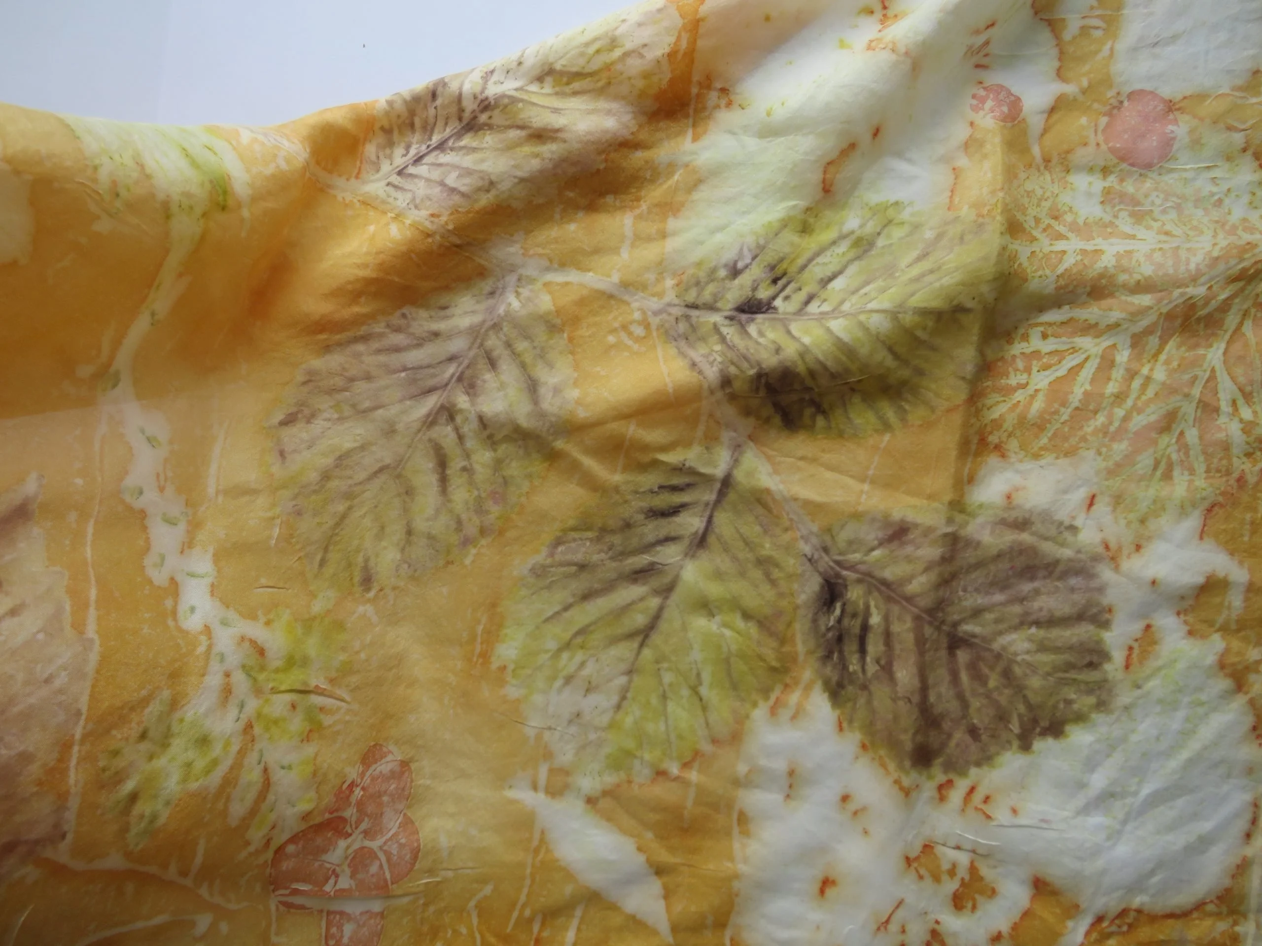 Multicoloured Eco Printed Scarf with Orange - Image 4