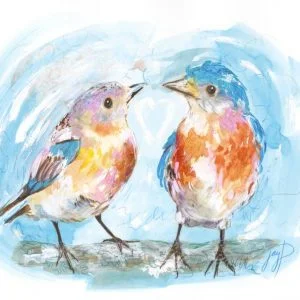 Happy Bluebirds Watercolour Artwork