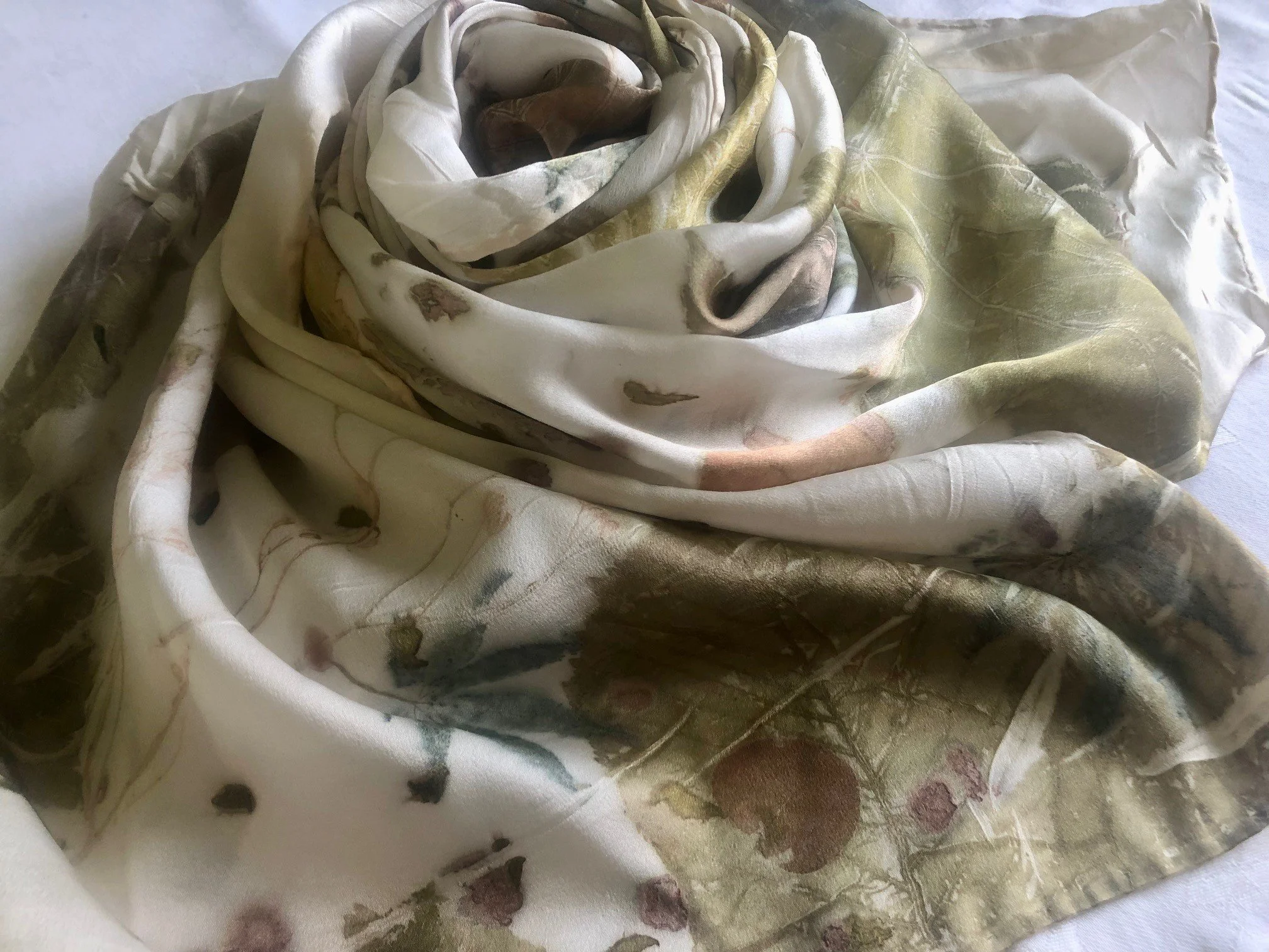 Eco Printed Silk Wrap with matching headscarf - Image 4