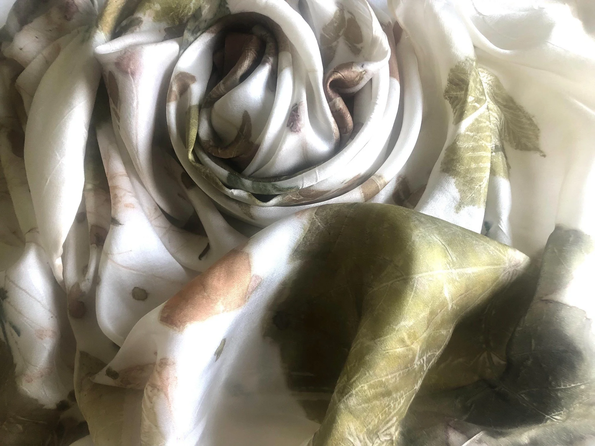 Eco Printed Silk Wrap with matching headscarf - Image 7