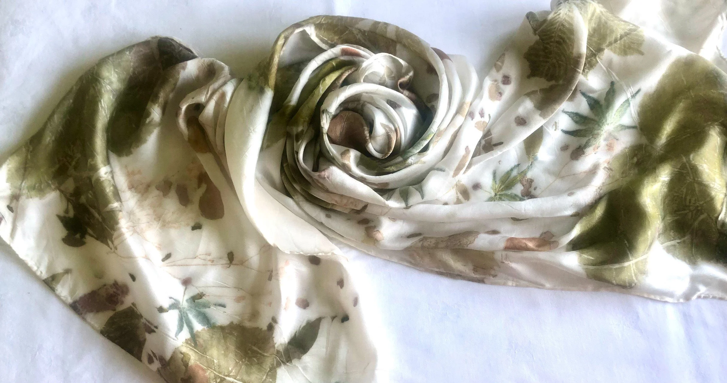 Eco Printed Silk Wrap with matching headscarf - Image 3