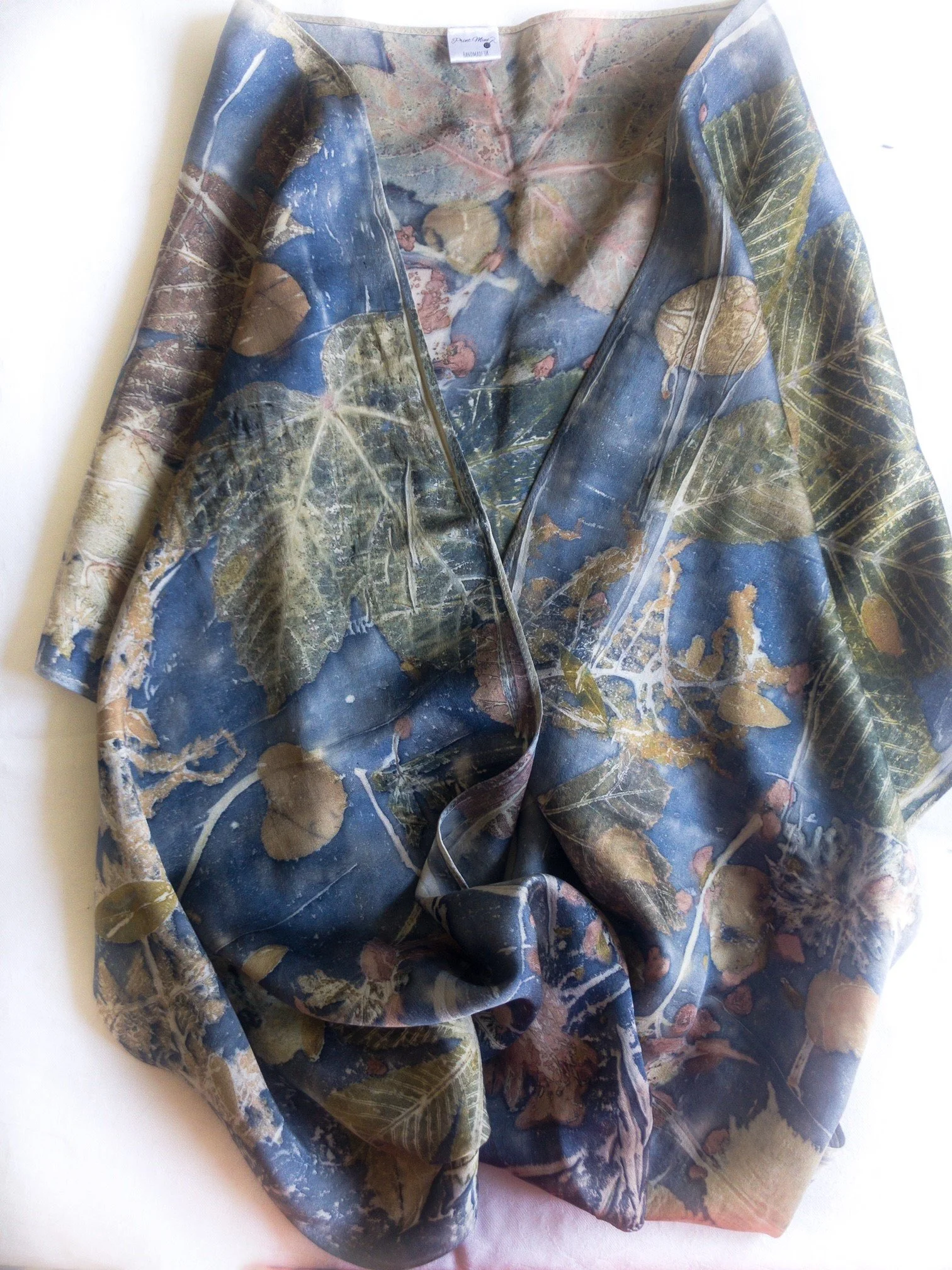 Deep Hues Eco Printed Silk scarf with matching headscarf - Image 3